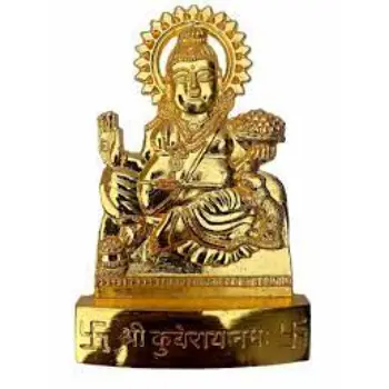 NAVYAKSH Metal Gold Plated Lord Kuber Murti Statue 